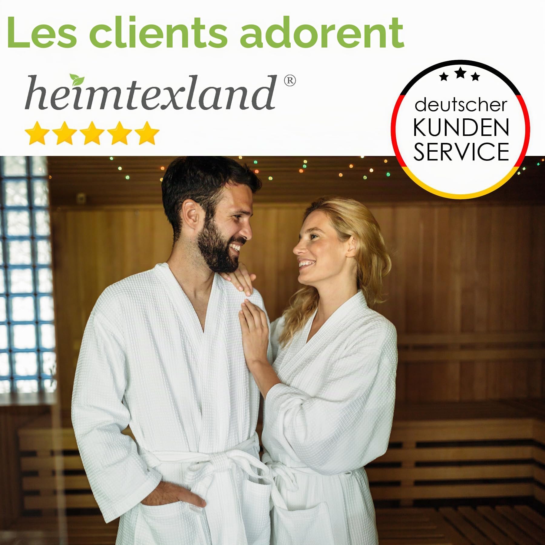 heimtexland Peignoir en piqué gaufré 100 % coton, type 881