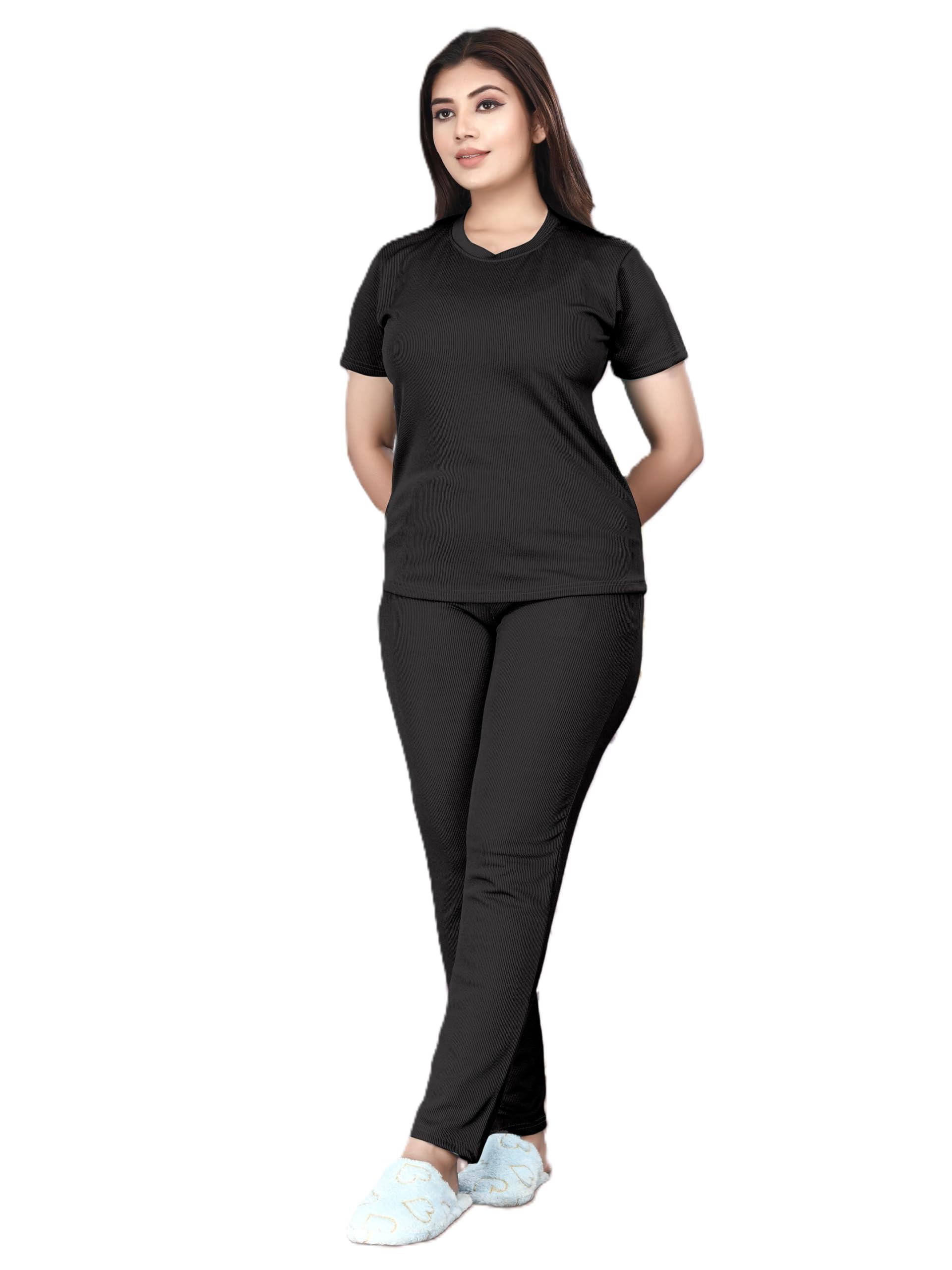 Women's Active Wear Track Suits Cotton Blend Sportswear Top & Bottom Set for Woman Round Neck for Fitness & Workout T-shirt and Pant for Womens Gym Pants Workout Track Suit