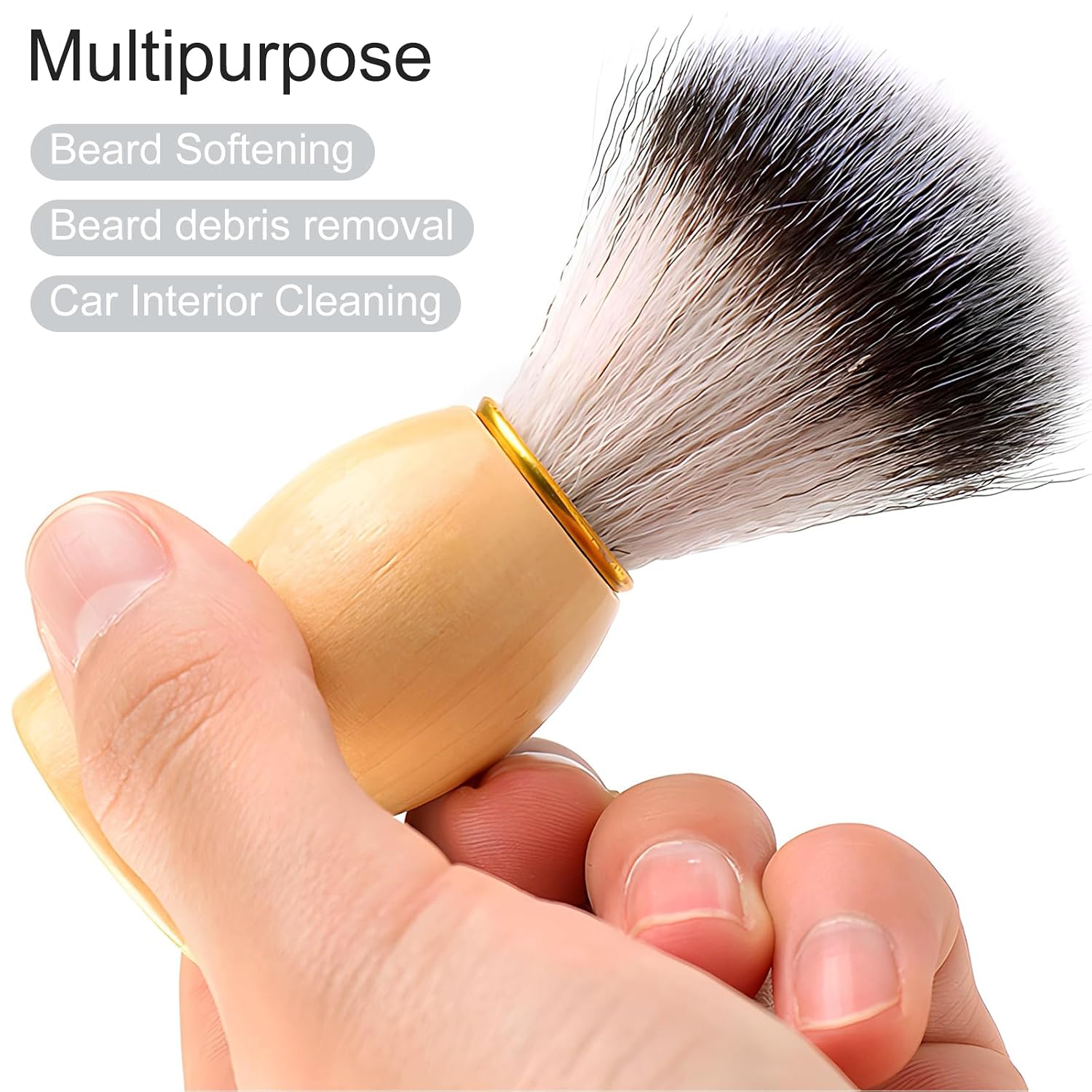 Men's Bristle Shaving and Beard Brush Set - Perfect for Grooming, Shaving, and Hair Dusting - Natural Wooden Handle, Portable Design.