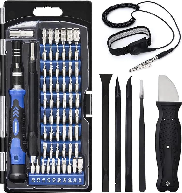 STREBITO 79 in 1 Computer Screwdriver Kit with Anti Static Wrist Strap | 58 Precision Magnetic Bits, Precision Screwdriver Set Electronics Repair Tool Kit for Computer, Laptop, PC, Cell Phone, PS4/5