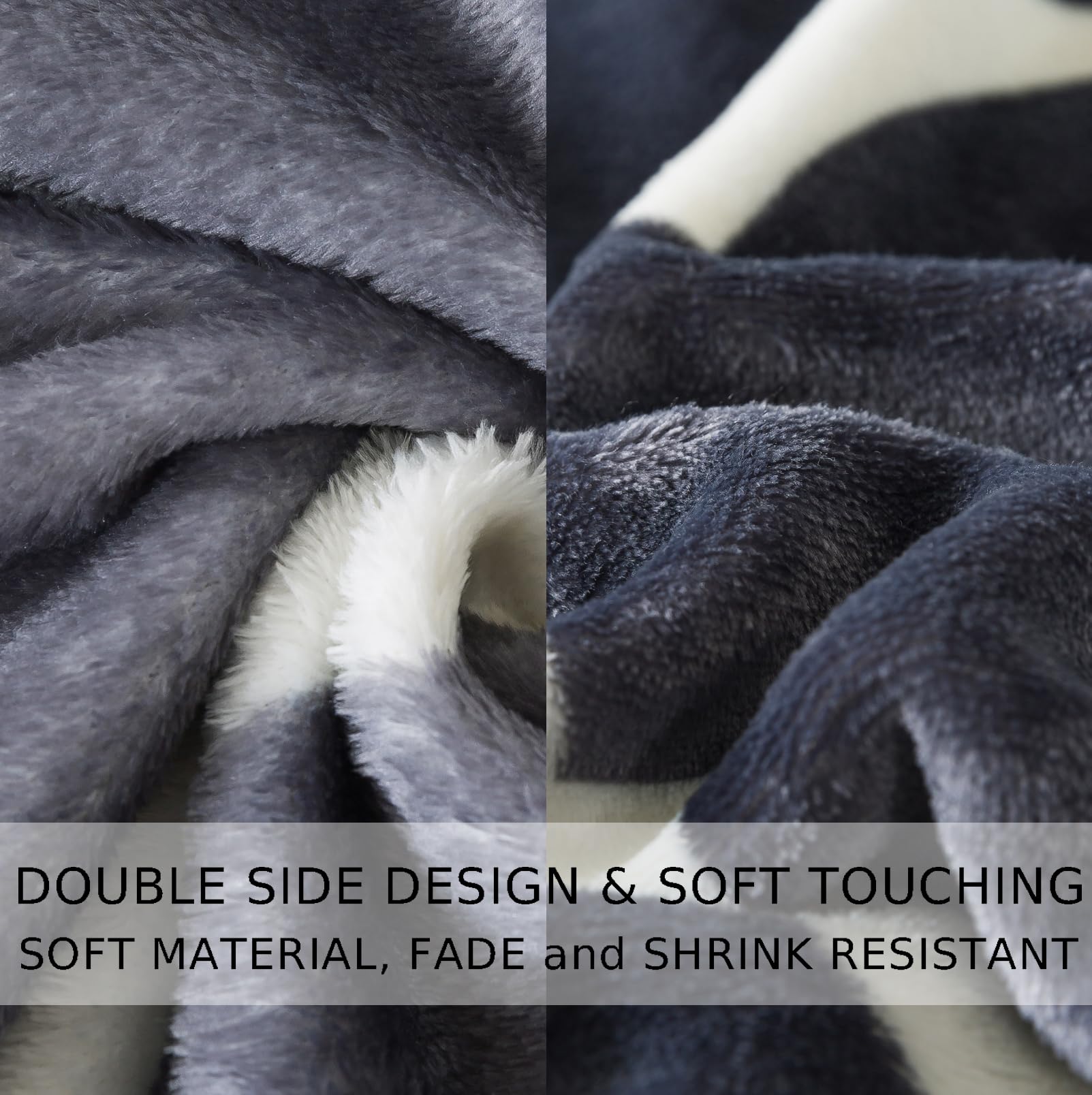 HOZY Gray Pattern Fleece Blanket, 220 x 240cm Fleece Velvet Plush Bed Blanket, Soft, Lightweight - Image 3