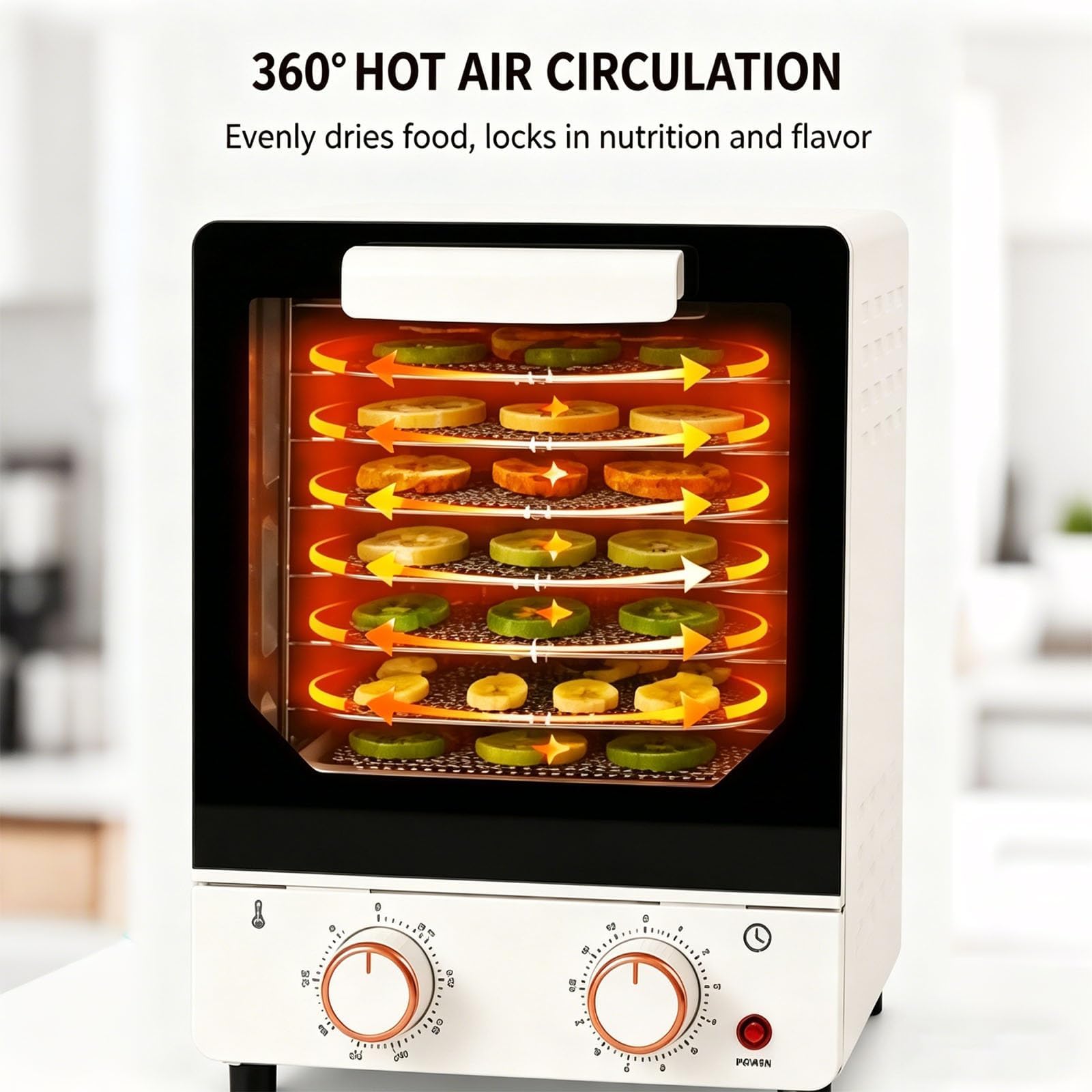 Disidratatore Elettrico per Alimenti a 8 Vassoi, Macchina Liofilizzatrice da 250W con Controllo Digitale della Temperatura 30-90°C, Timer da 12 Ore per Jerky, Carne, Frutta, Verdure e Snack