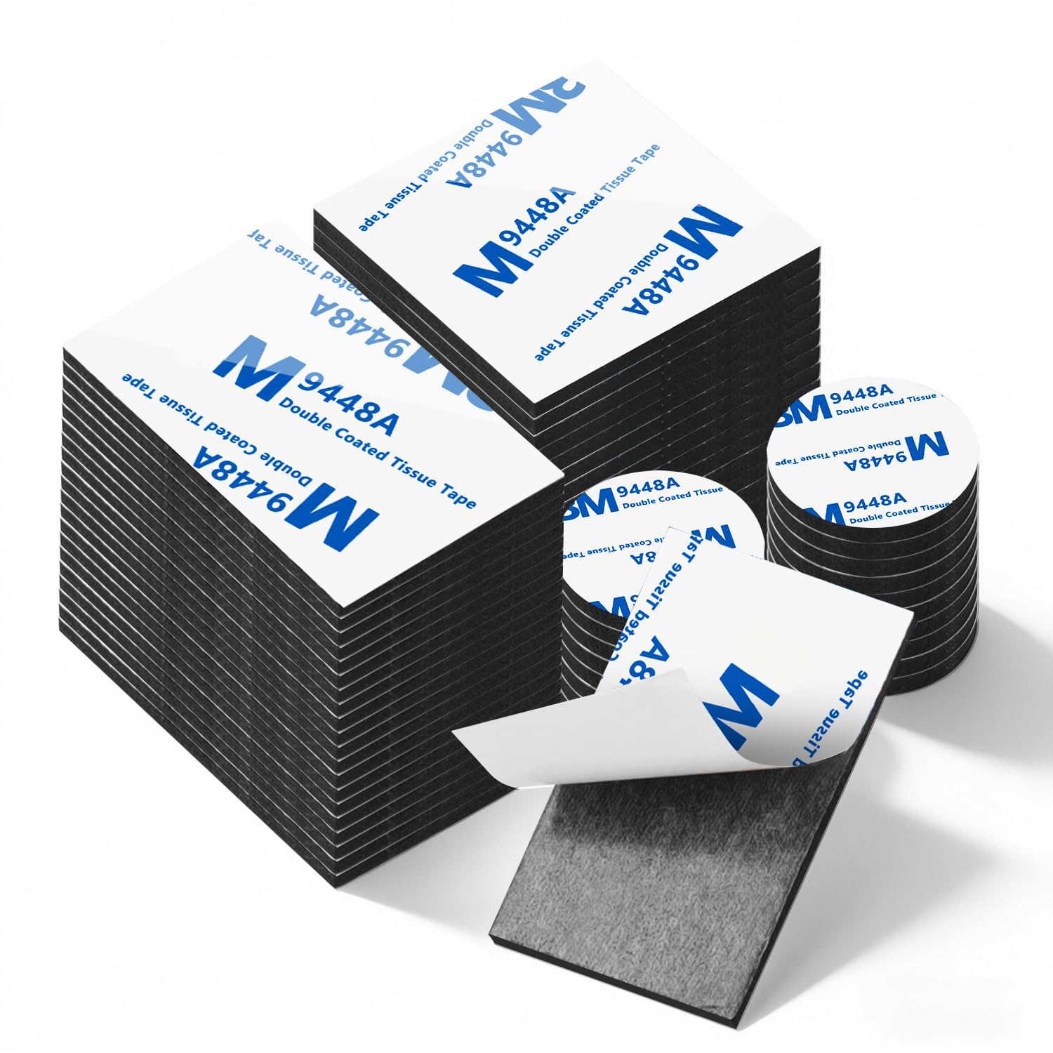 Double Sided Foam Tape Strong Pad Mounting,Black Self-Adhesive Tape Include Square Round and Rectangular(60Pcs)