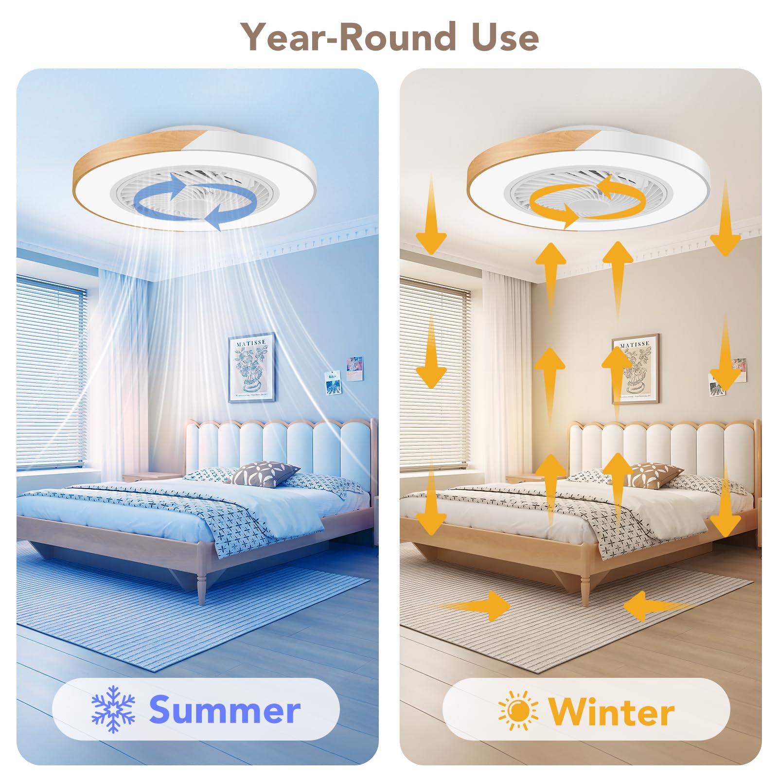 BESCOST Ventilatore da Soffitto con Luce Fredda/Calda/Naturale(3000K-4200K-6000K) e RGB,Lampadario con Ventilatore da Soffitto con Telecomando :6 Velocità,Timer(1H/4H) Motore Reversibile,Basso Rumore