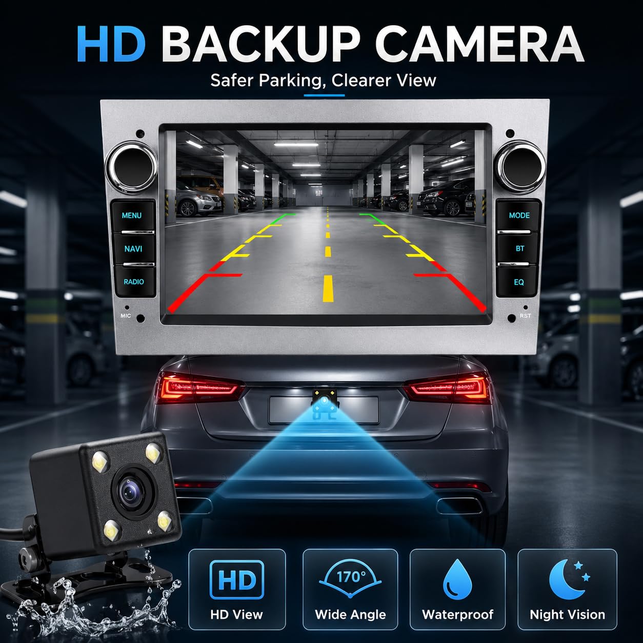 Radio Coche Bluetooth Opel Astra h/Zafira b/Vivaro/Meriva/Vectra/Combo/Antara/Vectra/Signum con Android Auto CarPlayWireless 7 Radio Coche Pantalla GPS Coche Camara SWC FM RDS