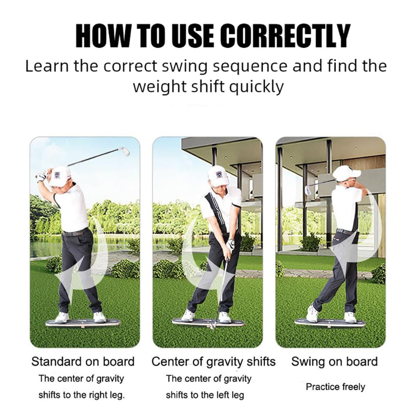 Golf Swing Pressure Board, Golf Center Gravity Transfer Plate, Golf Balance Board Trainingshilfe mit Sprachaufforderungsfunktion, Golf Balance Rod Trainingsausrüstung, Golf Swing Pressure Plate