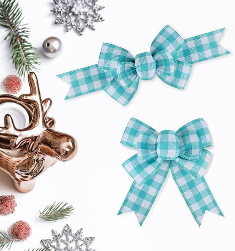 Miniatura 179 de 2 lazos de arpillera de Navidad, hechos a mano, prefabricados para coronas, adornos decorativos grandes de Navidad, decoración de árbol, lazos