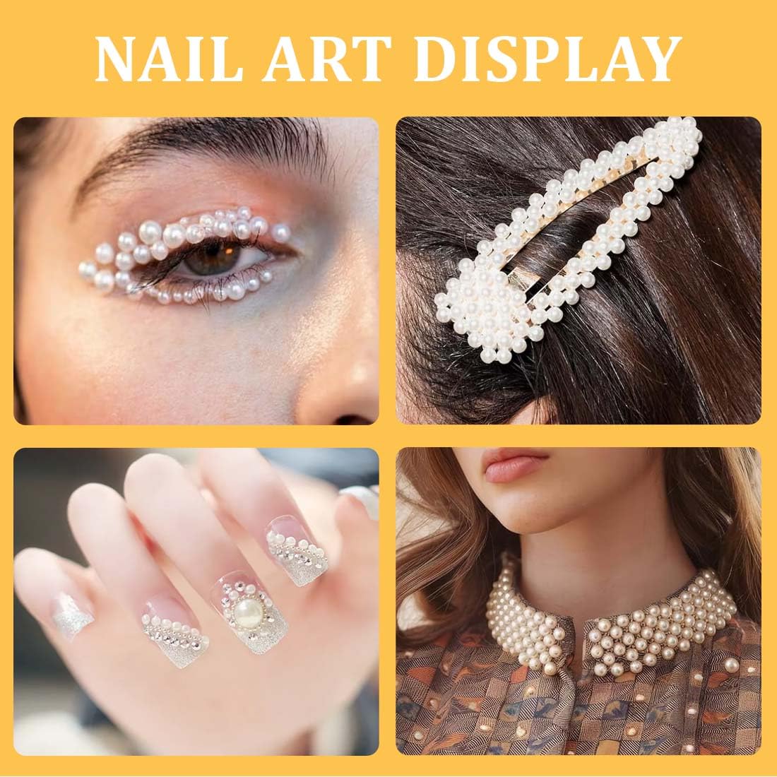 GXGM Bijoux Nail Art Perles, Couleur Or Argent Mini Nail Caviar Beads Strass Accessoires pour Nail Art Décorations décoration d'ongles à faire soi-même