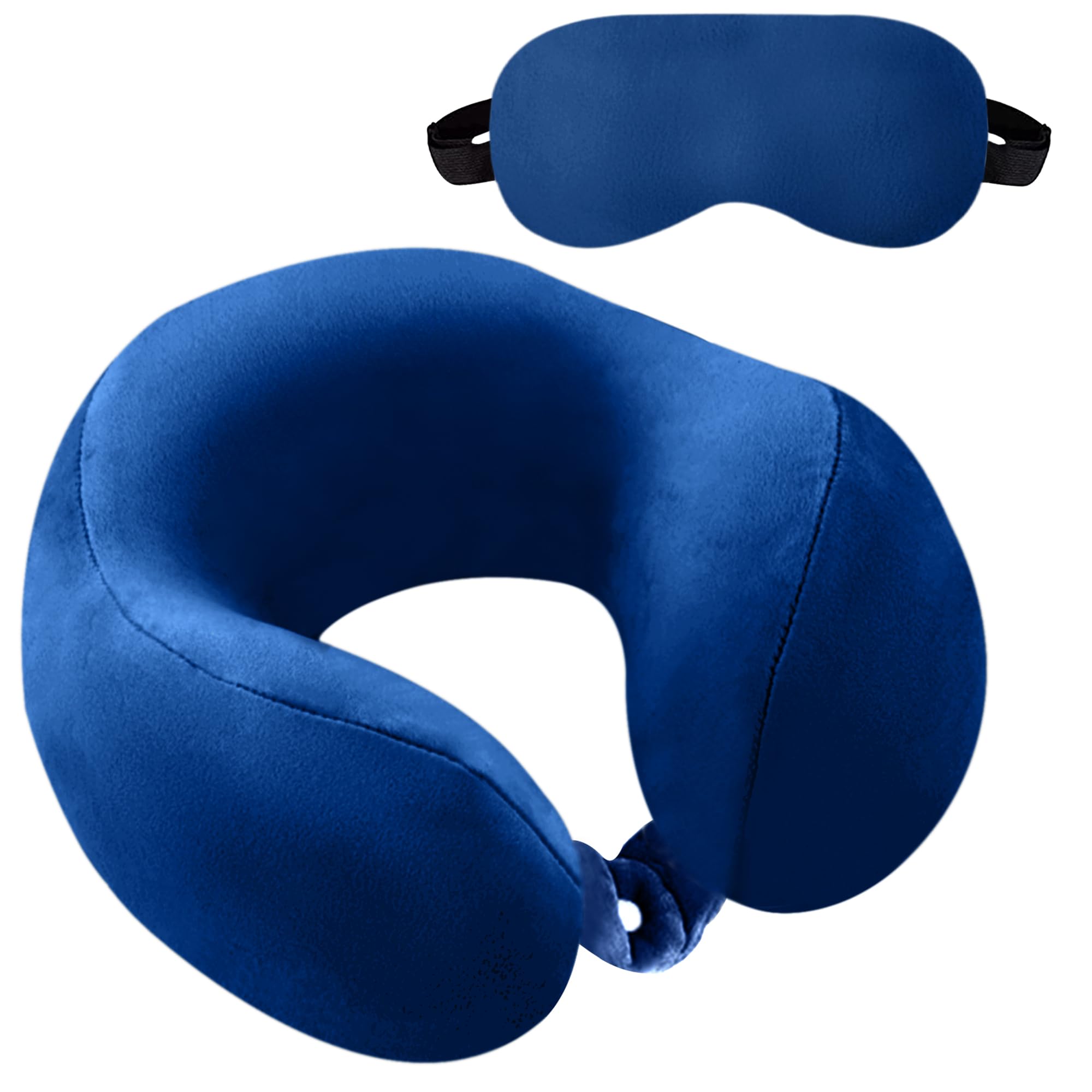 Extra Soft Memory Foam Luxury Travel Neck Support Rest Pillow with Soft Washable & Removable Cover, Multipurpose Comfortable Travel Pillow for Airplane (Navy Blue with Eye MASK)-image-42