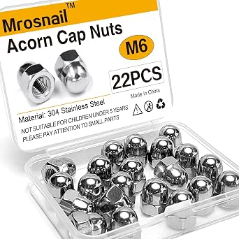 22PCS M6 Acorn Nuts, 304 Stainless Steel Hex Cap Nuts