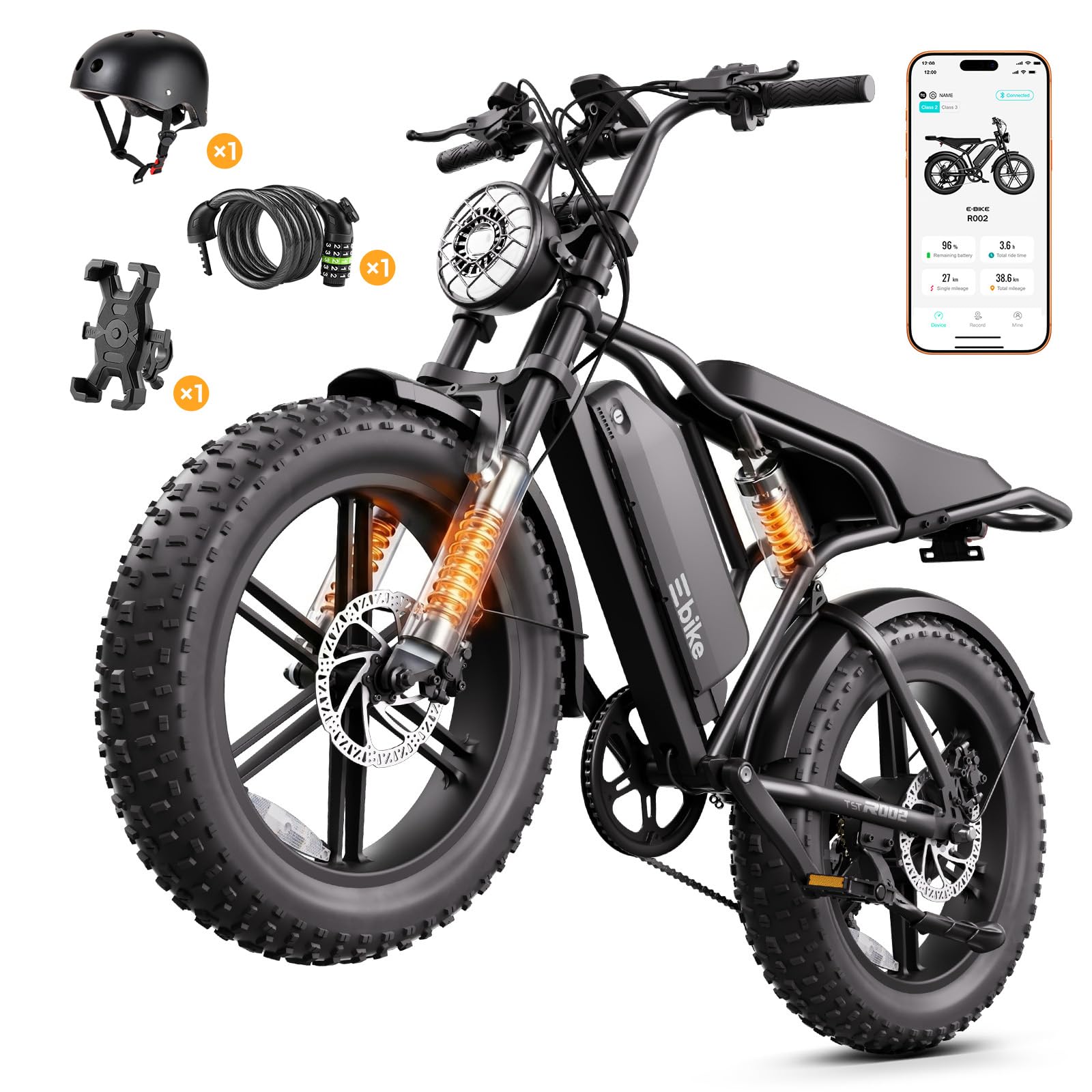 TS TST GRP LLC lectric Bike for Adults,Peak 1500W Motor Retro Ebike,20"x 4.0" Fat Tire E Bike,48V 15Ah Removable Battery,Dual Suspension,for City Commuting,Mountain