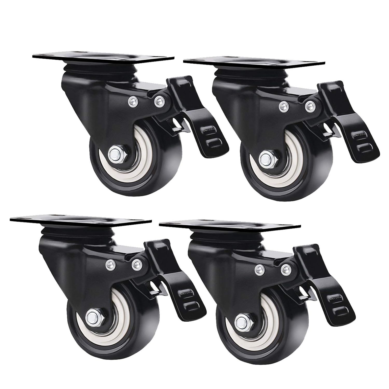 キャスターホイール 4個 高耐久 キャスターホイール 50mm キャスターホイール ブレーキ付き 家具用キャスターホイール 工業用プ
