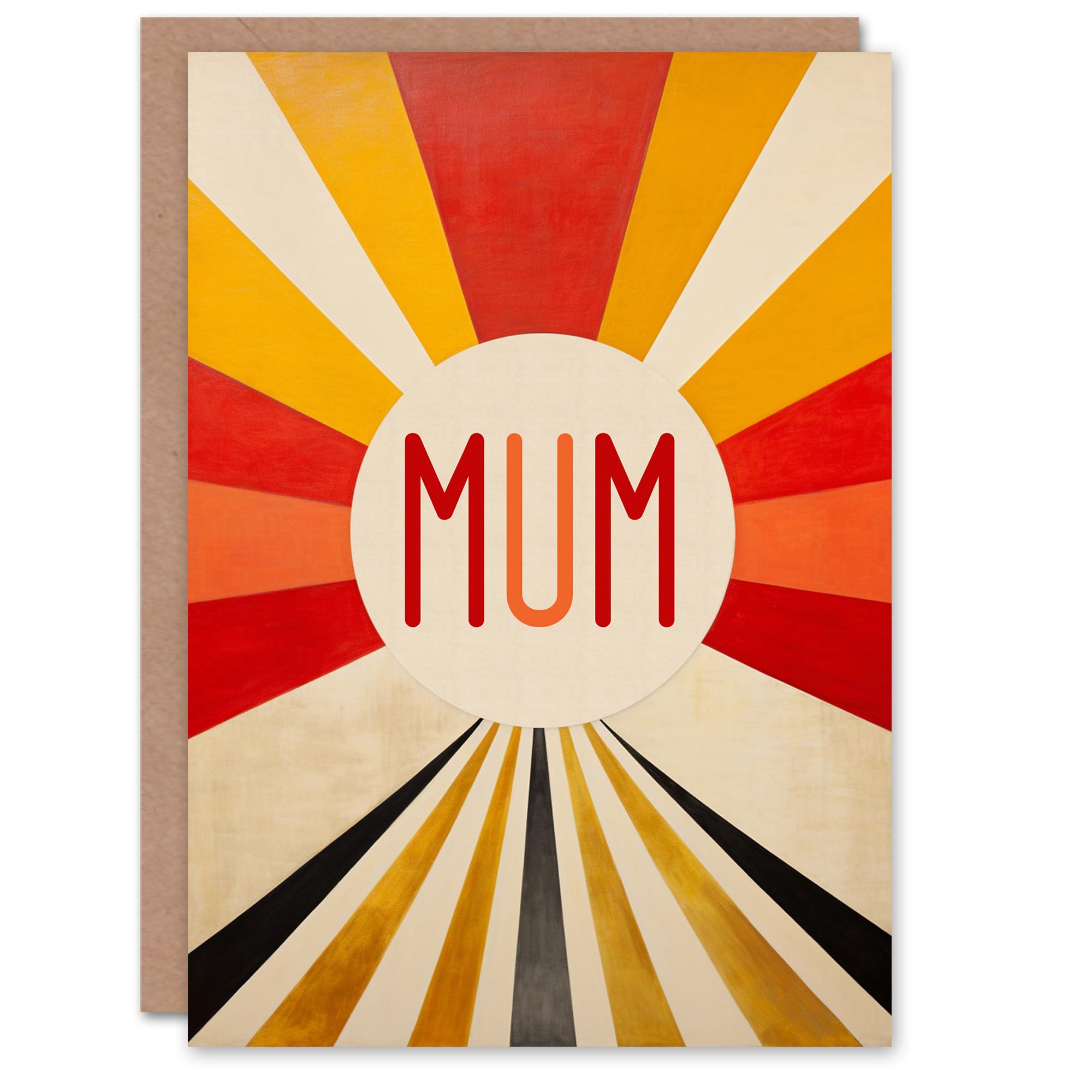 Artery8 Mother's Day Greeting Card Retro Stripe Sun Rays For Mum