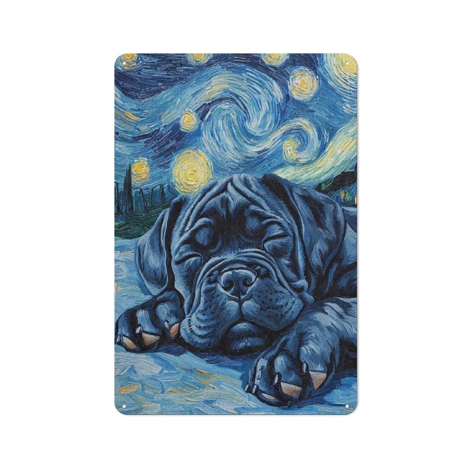 Junmoney Style-2 Rustic Metal Sign With Cane Corso Puppy Sleeping Design 30X20cm, Country Vintage Cottage Wall Art For Kitchen, Cottage, Porch Or Garden Room