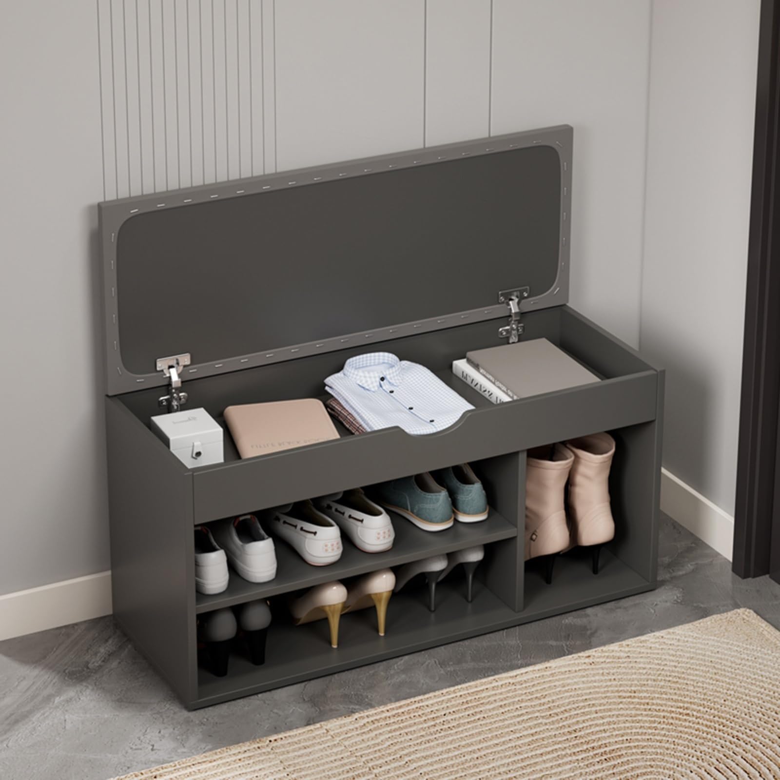 Banc à chaussures support latéral pour optimiser les petits appartements et couloirs