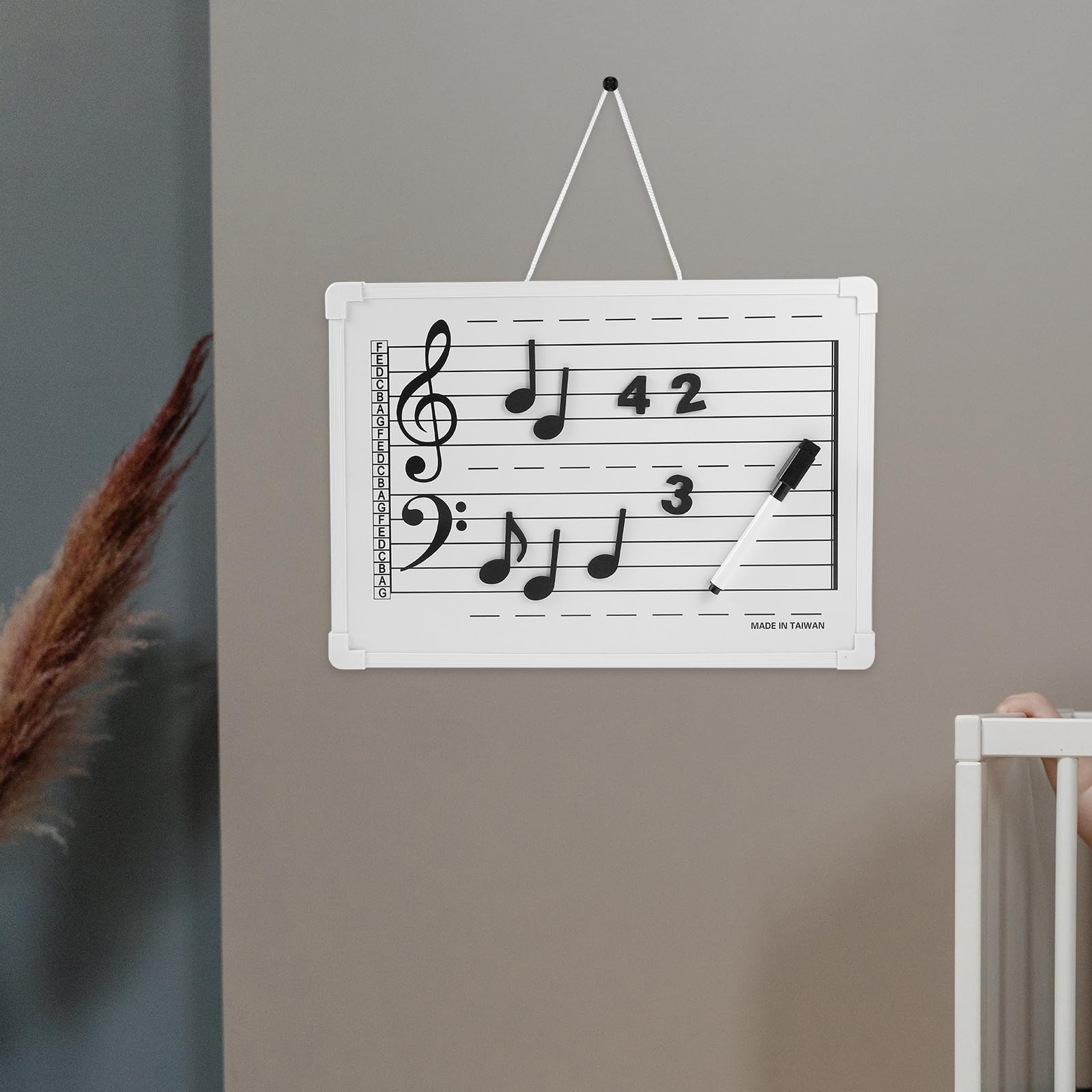 Notenlinien Whiteboard mit Abwischbaren Notenaufklebern Wiederbeschreibbare Musiklehrtafel Leichtes Whiteboard für Schule und Zuhause Wandtafel mit Aufhängevorrichtung