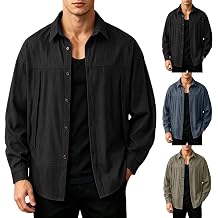 Denim Shacket for Men Long Sleeve Fall Outfit Button Down Casual Shirts