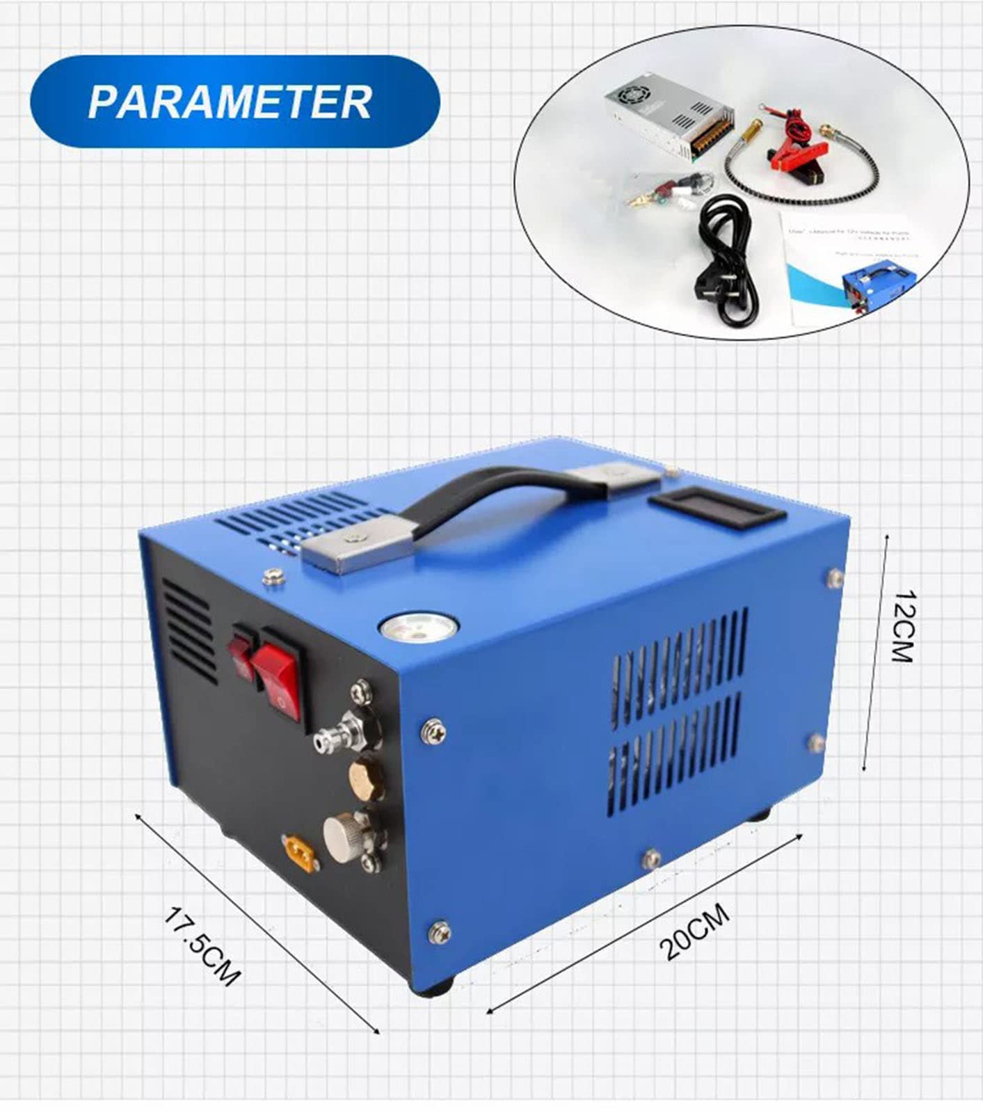 Compressore d'Aria PCP 4500Psi, Pompa per Fucile ad Aria compressa PCP 30Mpa, Alimentato da Auto 12V DC o 110V/220V AC, per Fucili ad Aria compressa PCP e Fucili ad Aria compressa