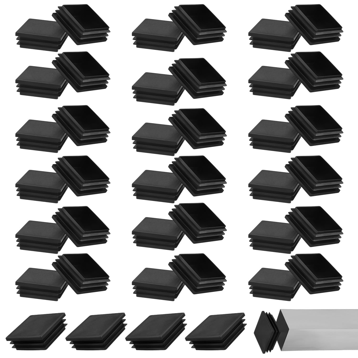 Jetec 40 Pack 2 Inch Square Tube End Cap Plastic Plugs - plugs tools | Mubboo
