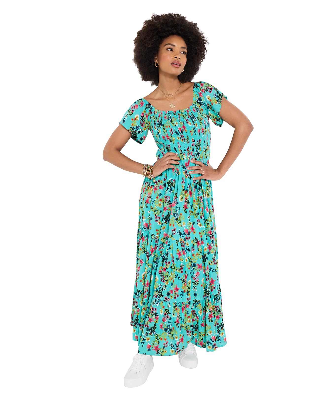 Summer Meadows Crinkle Maxi Dress Size 10 Turquoise   Women's