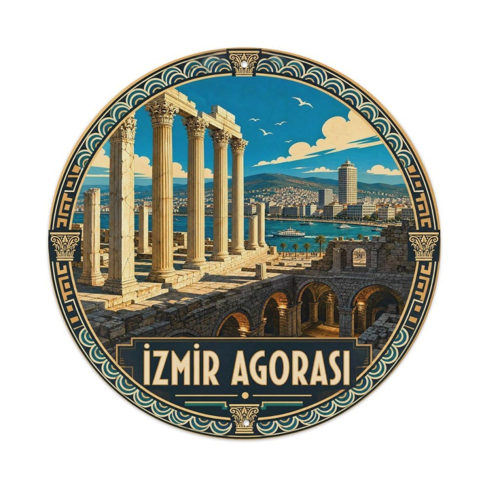Izmir Agora Roman Forum Turkey Historic Color Block Metal Tin Sign