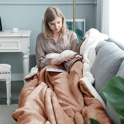 Vista 33 de IR Imperial Rooms Mantas Sherpa tamaño Queen – Mantas gruesas y cálidas para invierno, reversible, suave y esponjosa, tamaño Queen para cama, Morado