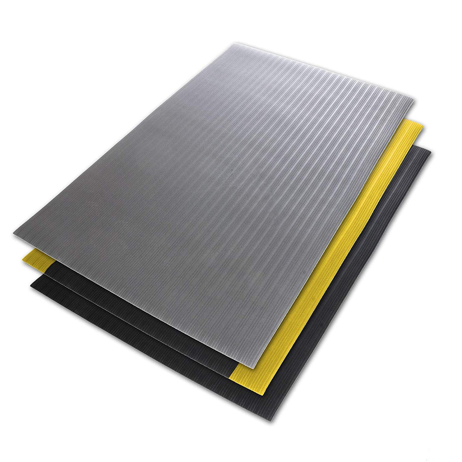 etm Anti-Fatigue Rubber Mat - Ribbed Structure | Workplace Safety Comfort Flooring | Non Slip Work Mat | Grey - 90 x 400 cm