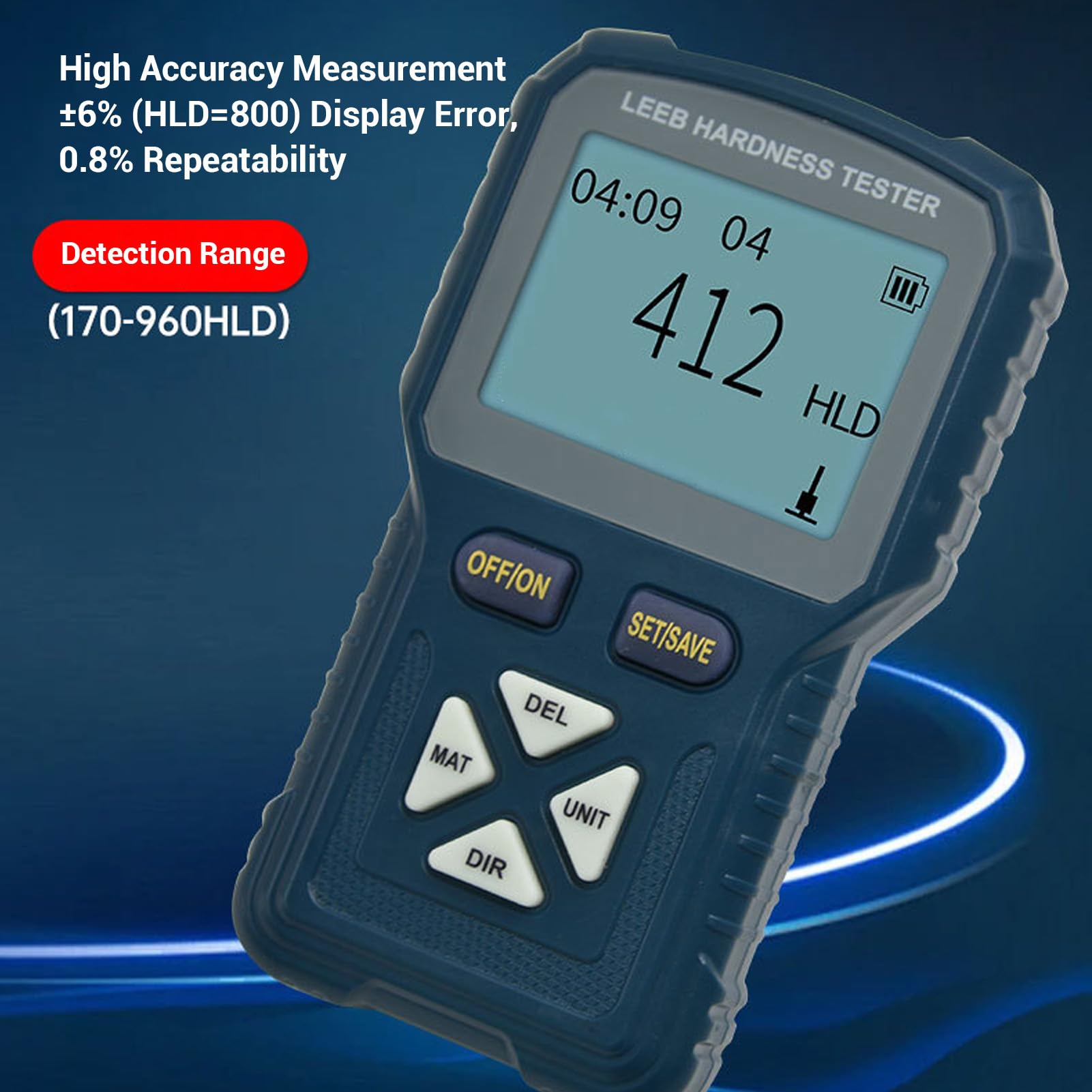 Durometro Digitale Portatile per Metalli Acciaio Rame Ottone Ghisa Alluminio Display LCD Batteria Ricaricabile
