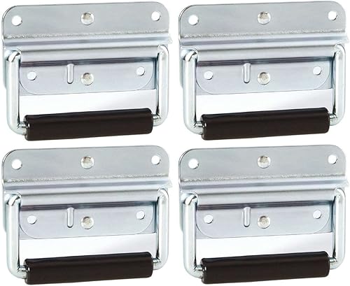 Adam Hall Hardware 3412 4er Set Klappgriff Kistengriff gefedert silber 4-Loch
