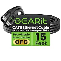 Vista 30 de GearIT Cable Ethernet CAT6, conectores RJ45 compatibles con EtherCON (200 pies) para audio profesional, blindado de aluminio, cobre libre de Negro