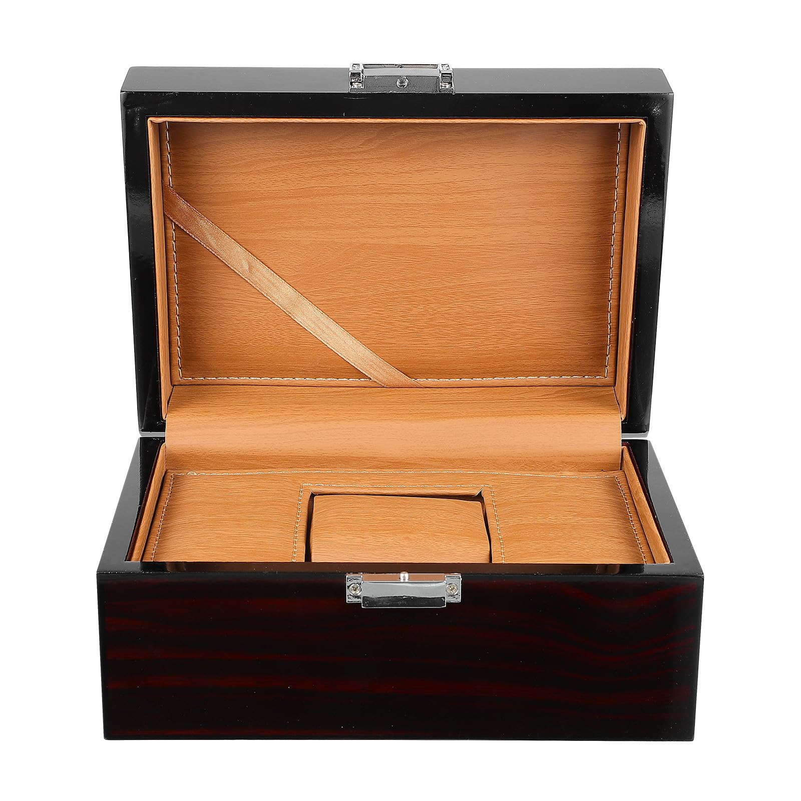 KALLORY Elegante Uhrenbox und Vintage Stil Schmuckaufbewahrung aus Lackiertem Holz mit Lederkissen für Damen und Herren