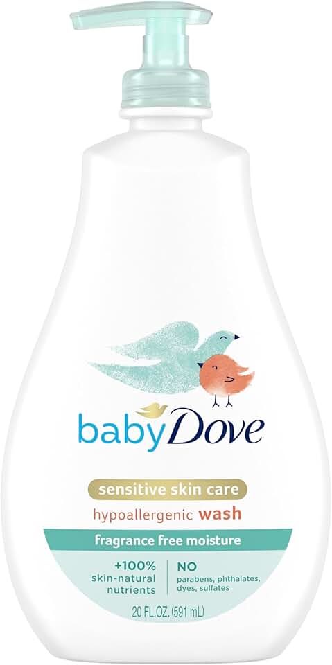 嬰兒 Dove 敏感肌 Skin 護理 嬰兒 沐浴乳 無香料 Moisture 適用於 嬰兒 洗澡 Time 無香料 與 低敏配方, Washes Away Bacteria 20 盎司