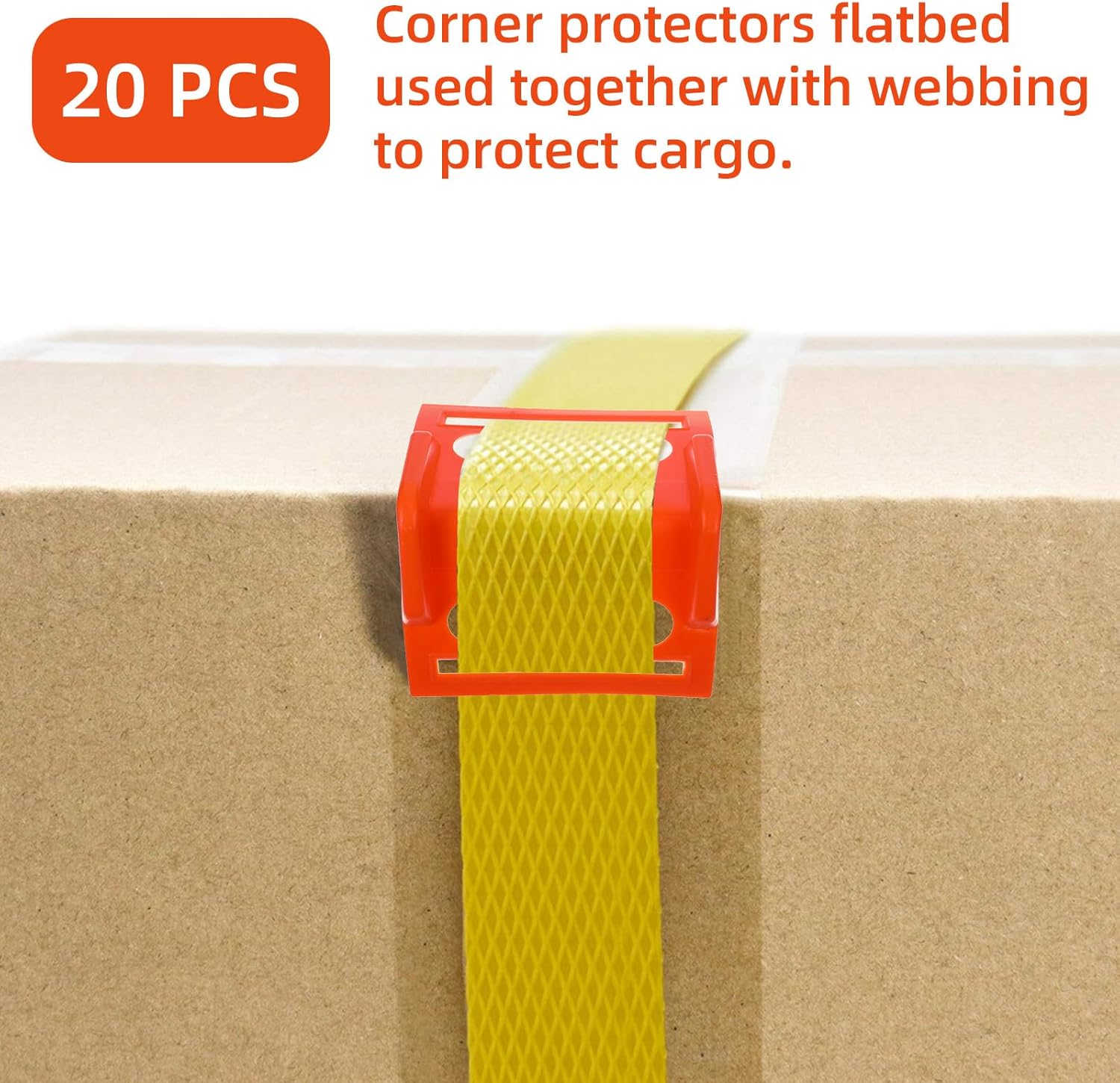 20 Pack Orange Flatbed Edge Protectors Corner Protectors for Up to 4 Inch Straps, Reusable Plastic Edge Guards for Box Truck and Flatbed Loads