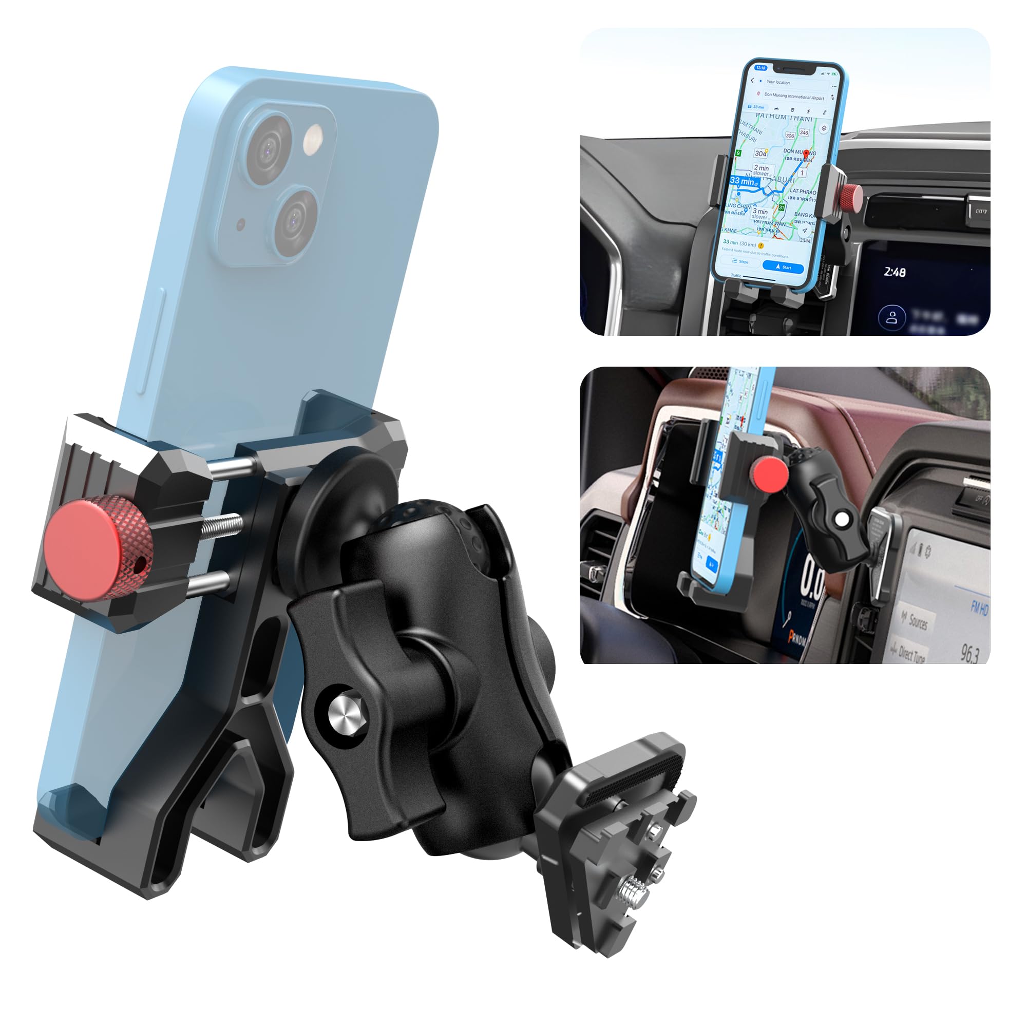 EASEORD Aluminum Vent Phone Mount Compatible with Ford F150 (2021-2024) | Ford F-250/F-350 (2023-2024) | Ford F150 Lightning XL & PRO, 360 Rotation F150 Phone Mount for iPhone/Android/Smartphone