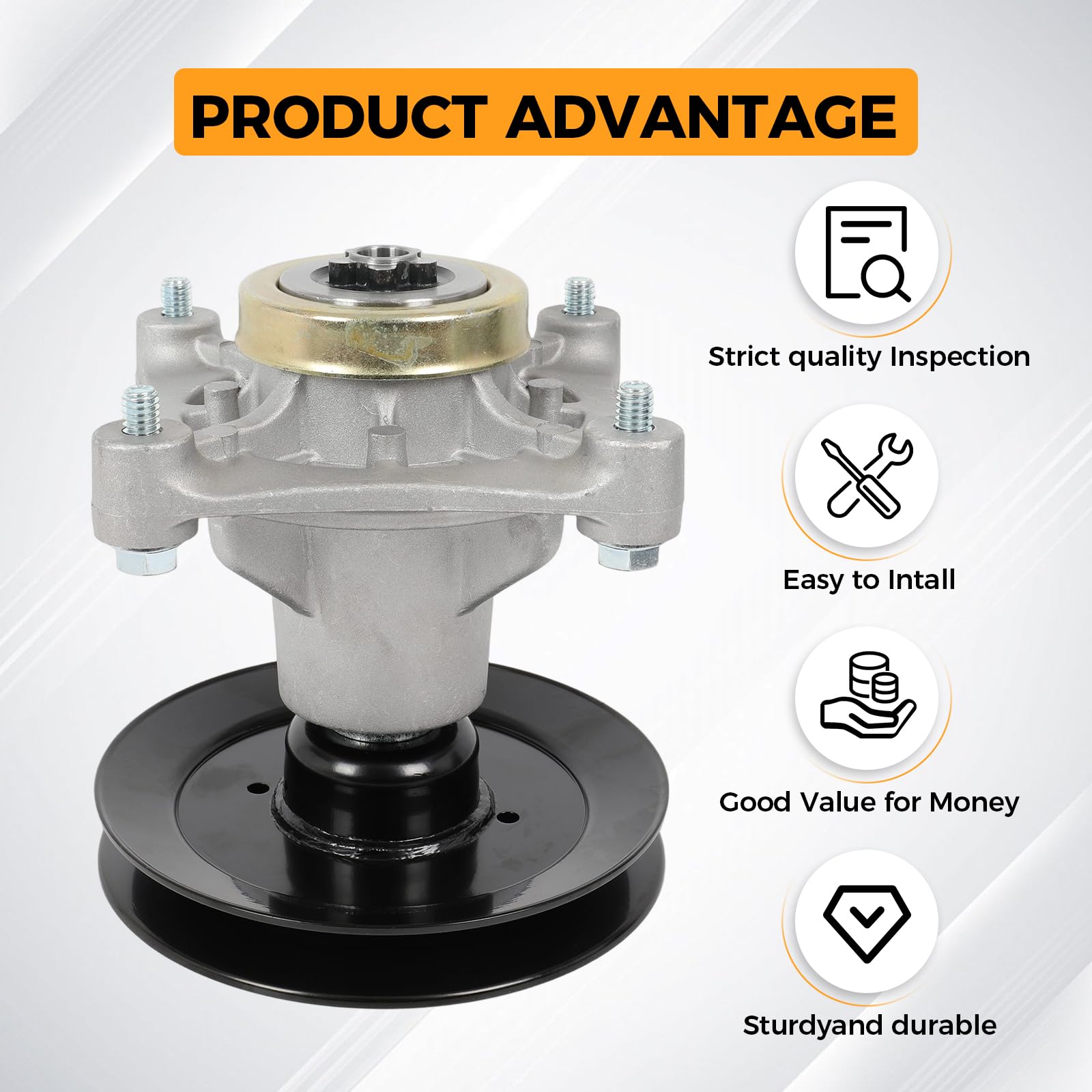 Mandrino per tosaerba con puleggia per 187292 187281 192870 532187292 532187281 532192870 Compatibile con AYP Husqvarna Poulan Yth22v46 42" 46" 46" 1,9 cm. Tavola falciatrice da 54 pollici