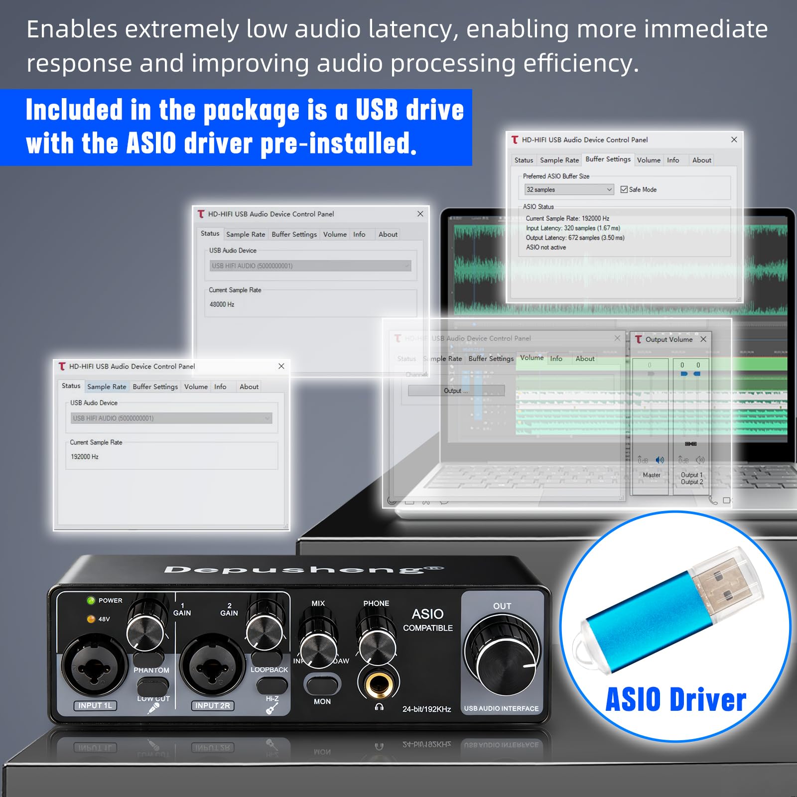 Depusheng USB Audio Interface with ASIO Drivers | Grabación de Audio, Uso en Estudio