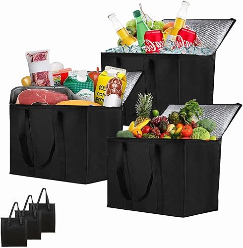 Longzhuo Bolsas aisladas para comestibles, paquete de 3 bolsas impermeables de almacenamiento de pellets de combustible de 20 libras, bolsa de