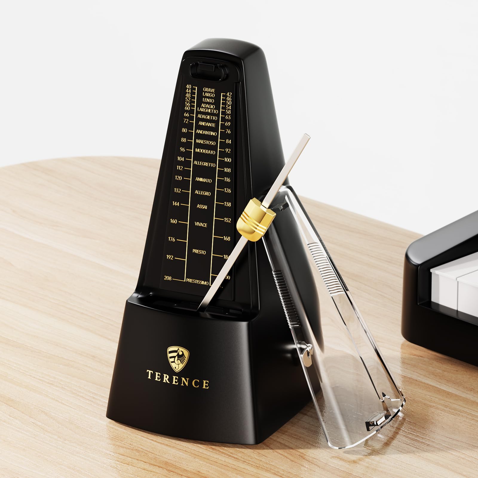 Métronome mécanique TERENCE métronome de haute précision son puissant adapté au piano violon clavier guitare basse guzheng batterie Qinge, adapté aux adultes, enfants, débutants, professionnels, noir