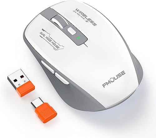 Miniatura 9 de Ratón Bluetooth, Bluetooth 5.1 + USB de 2.4 GHz + adaptador USB-C, mouse inalámbrico trimodo, con teclas laterales hacia adelante/atrás, clic Azul