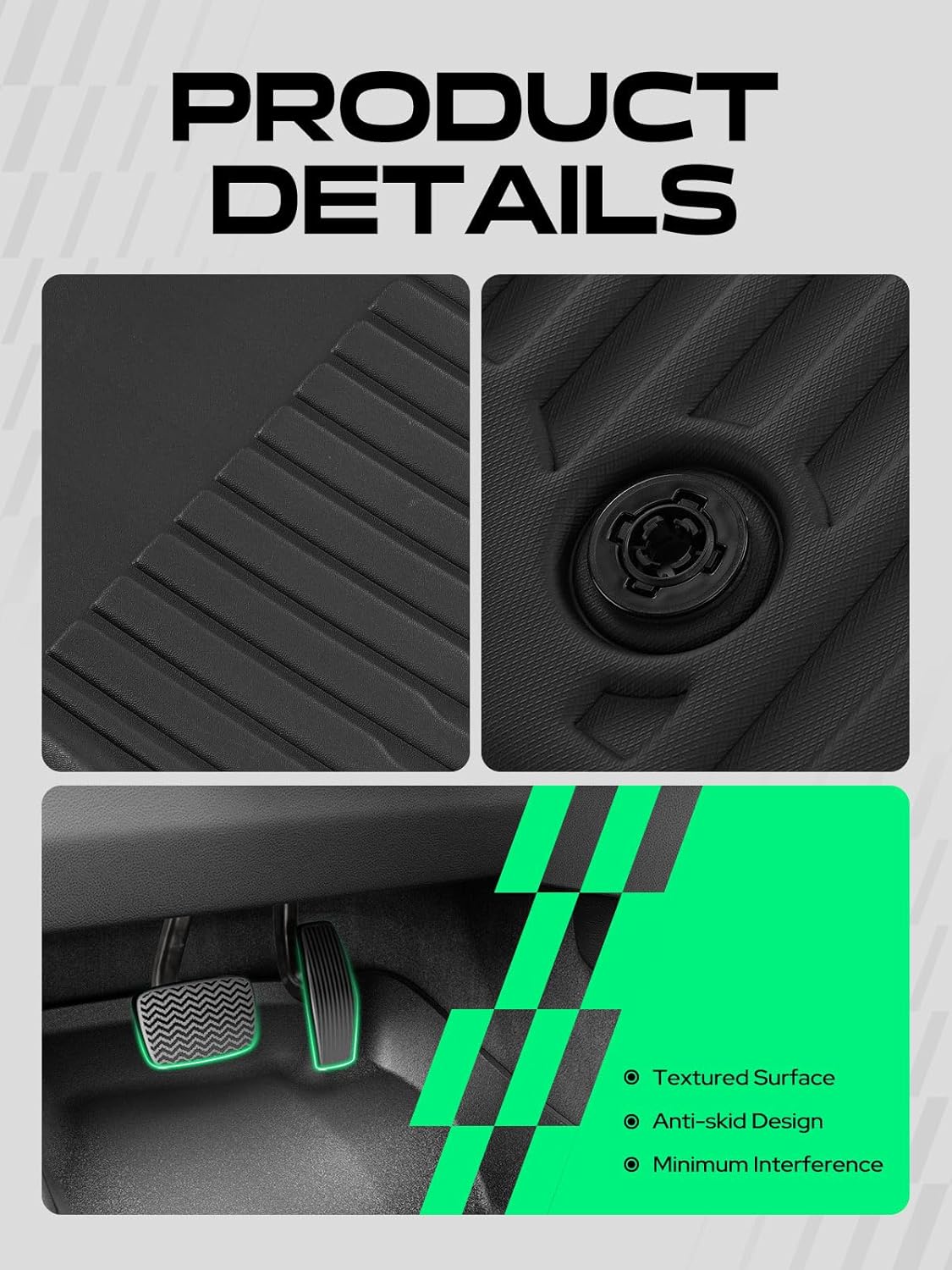 YHTAUTO Floor Mats Fit Ford Expedition EL & Lincoln Navigator L 2011-2017 (with 2nd Row Bucket Seats Without Center Console), TPE All Weather Car Mats Floor Liner, 1st & 2nd Row & 3 Rows, Set of 4 - Image 7