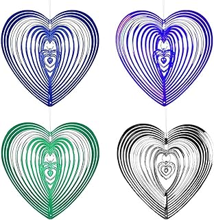 Pack of 4 bird deterrent, bird repellent, reflective wind spiral, bird repellent, heart-shaped reflective bird deterrent, pigeon repellent for balcony, bird decoration for home and garden product image