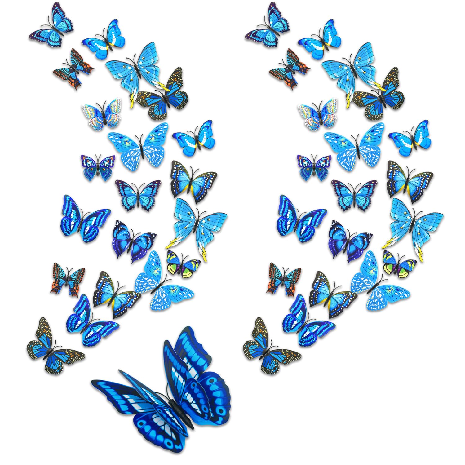 24 Stück Schmetterling Deko,3d Sticker Wandtattoo Schmetterlinge,Klebebilder für die Wand,Wandsticker Wandaufkleber Butterfly Dekoration Abnehmbare Heimdeko Kinderzimmer Schlafzimmer Kühlschrank