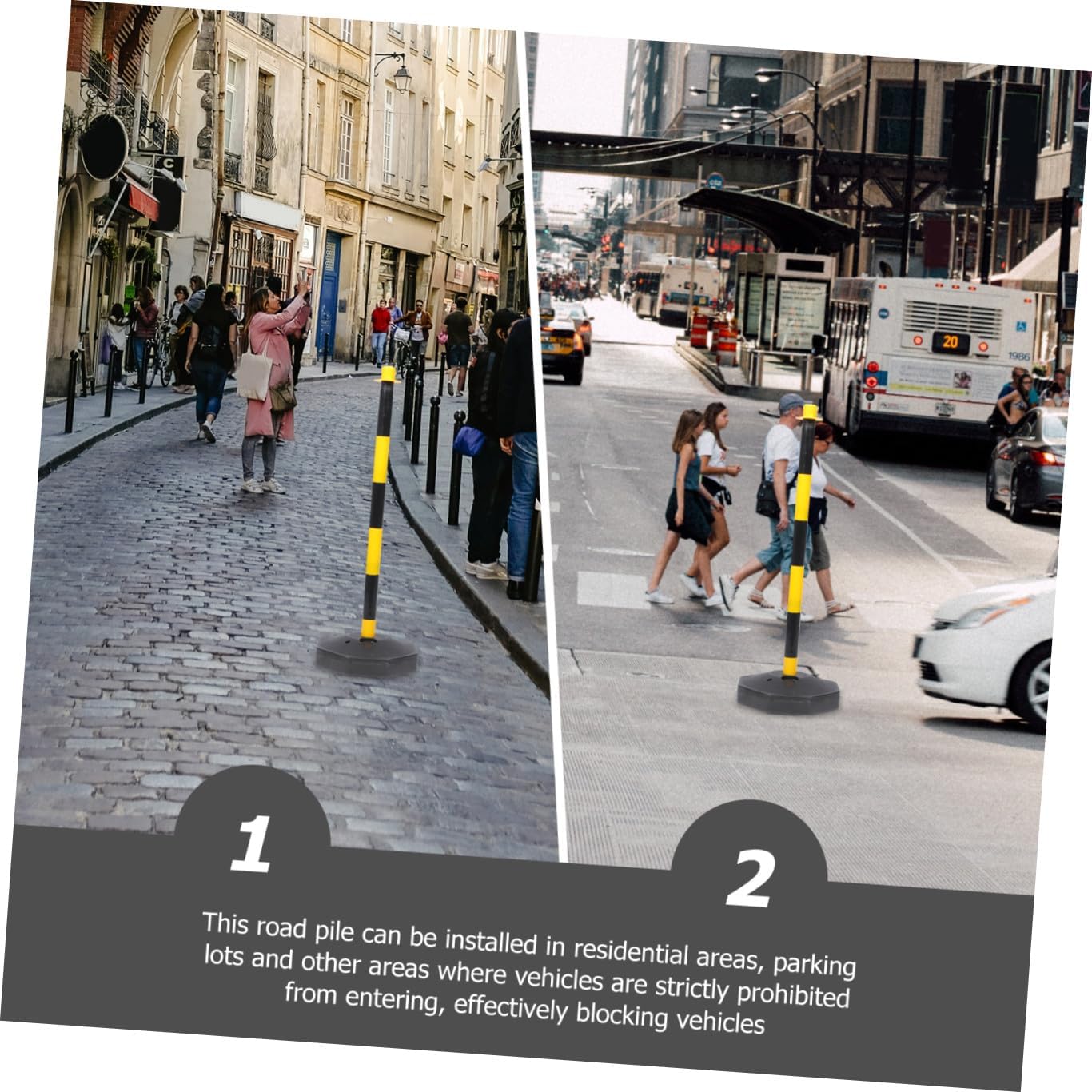 GANAZONO Traffic Delineator Post Cones with Fillable Base Elastic Column Water Fillable Warning Pile Safety Cone for Garage Parking Lot