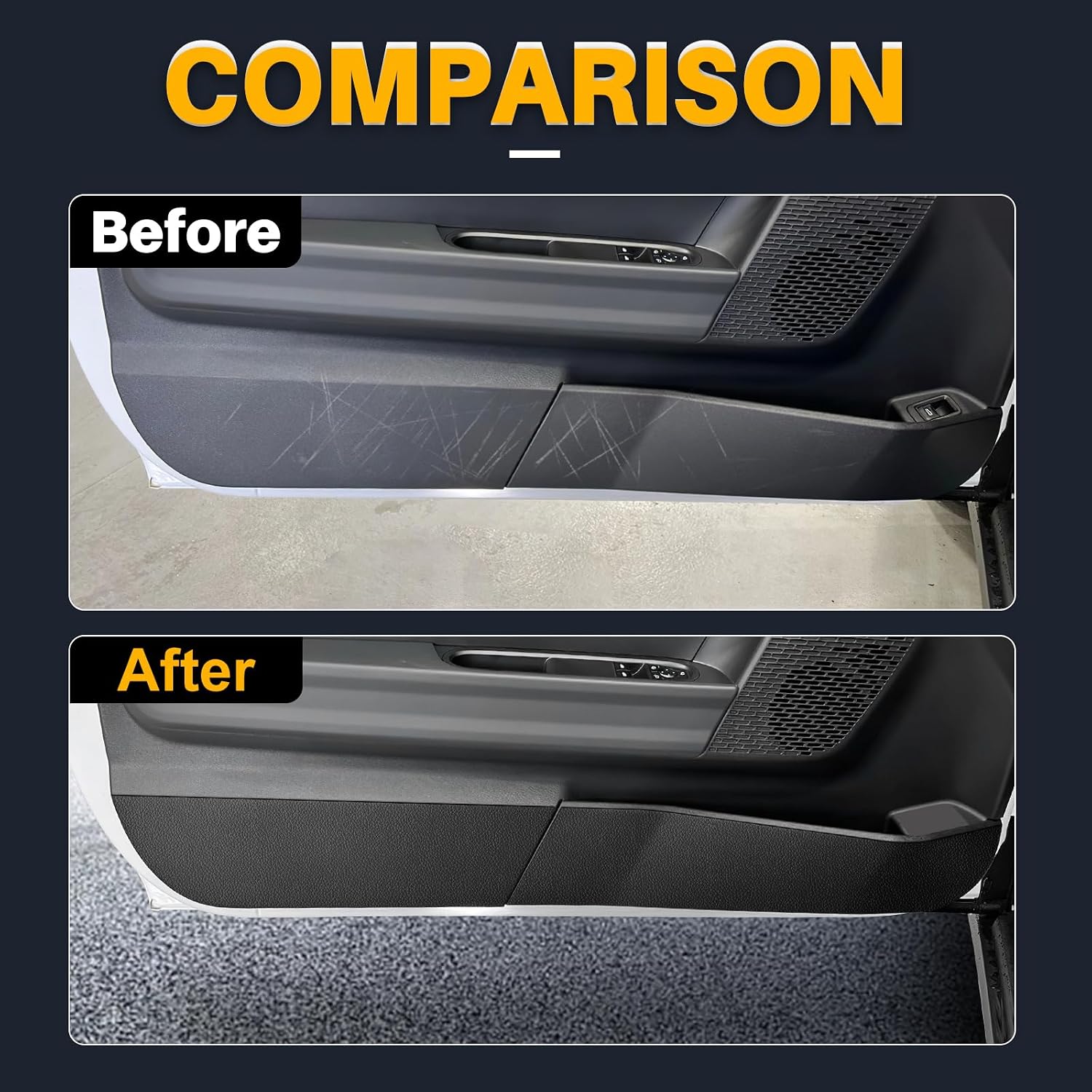 KUNGKIC Car Door Anti Kick Pad for 2024 2025 Mini Cooper S 3-Door F66 F67 Protective Stickers Interior Decals Accessories Self-Adhesive Side Edge Protection Mats Cover (PU, Imitation Leather)