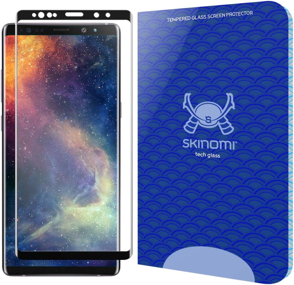 Skinomi TechGlass [1-Pack] [3D Glass - Black] Screen Protector for Samsung Galaxy Note 9 (Easy Install)(Alignment Frame Included)