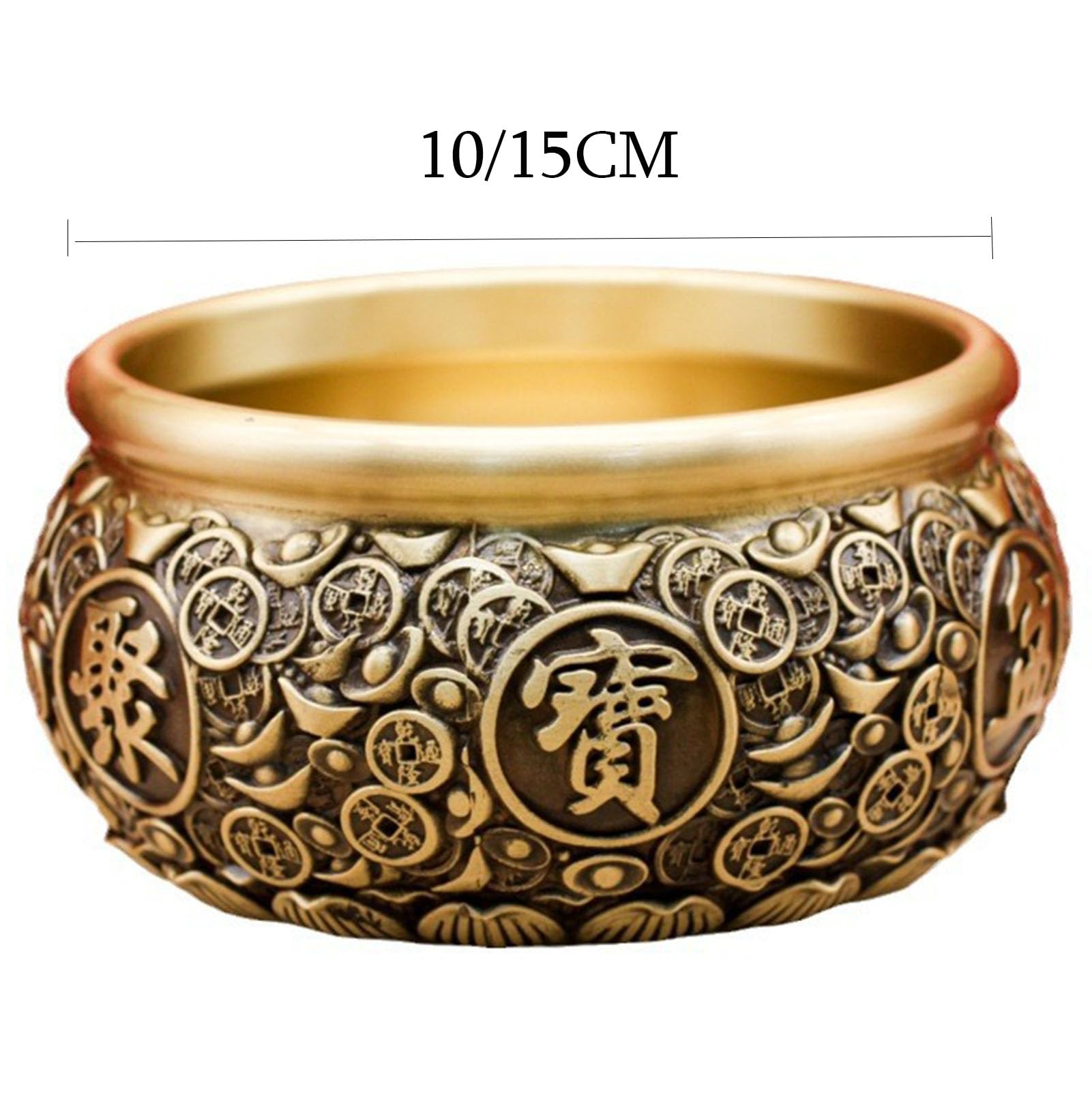 Mosiężna miska na pieniądze Feng Shui, podstawa wlewki do ołtarza narożnego bogactwa, biurko, dom, dekoracje Feng Shui, przyciąga codzienną fortunę,15CM