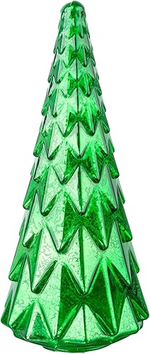 Miniatura 4 de vskikris Decoración de árbol de Navidad de mesa, 12 pulgadas de alto, árbol de Navidad LED de vidrio soplado verde, decoración de luz navideña para