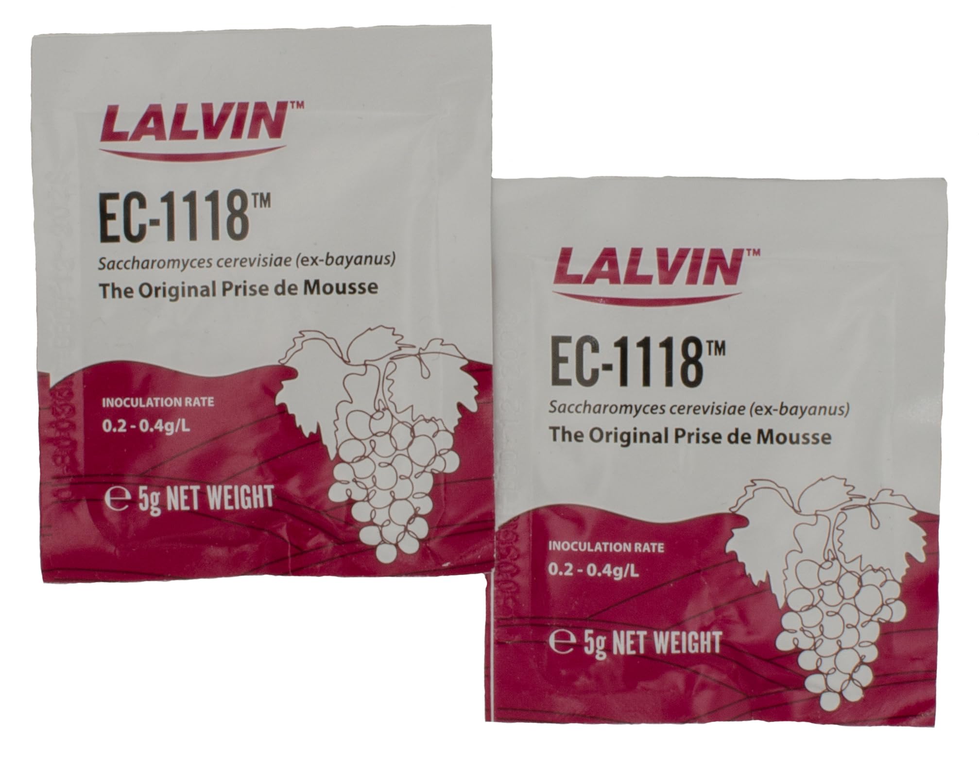 2x Lalvin EC1118 Weinhefe Trockenhefe 5 g für Weißwein Roséwein Fruchtwein Kaltgärung Sektgärung