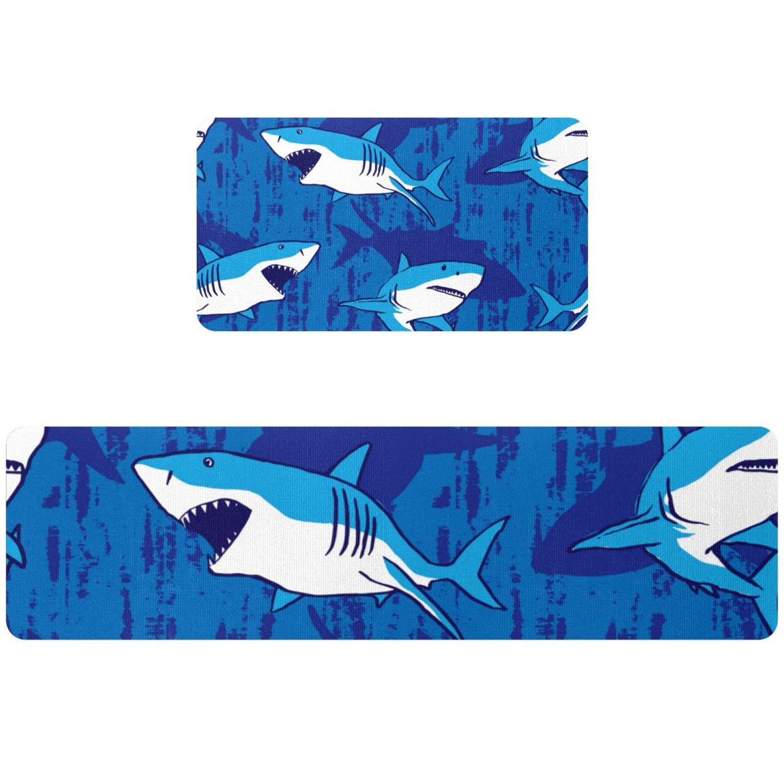 Alfombra para cocina antideslizante y absorbente estilo grunge azul
