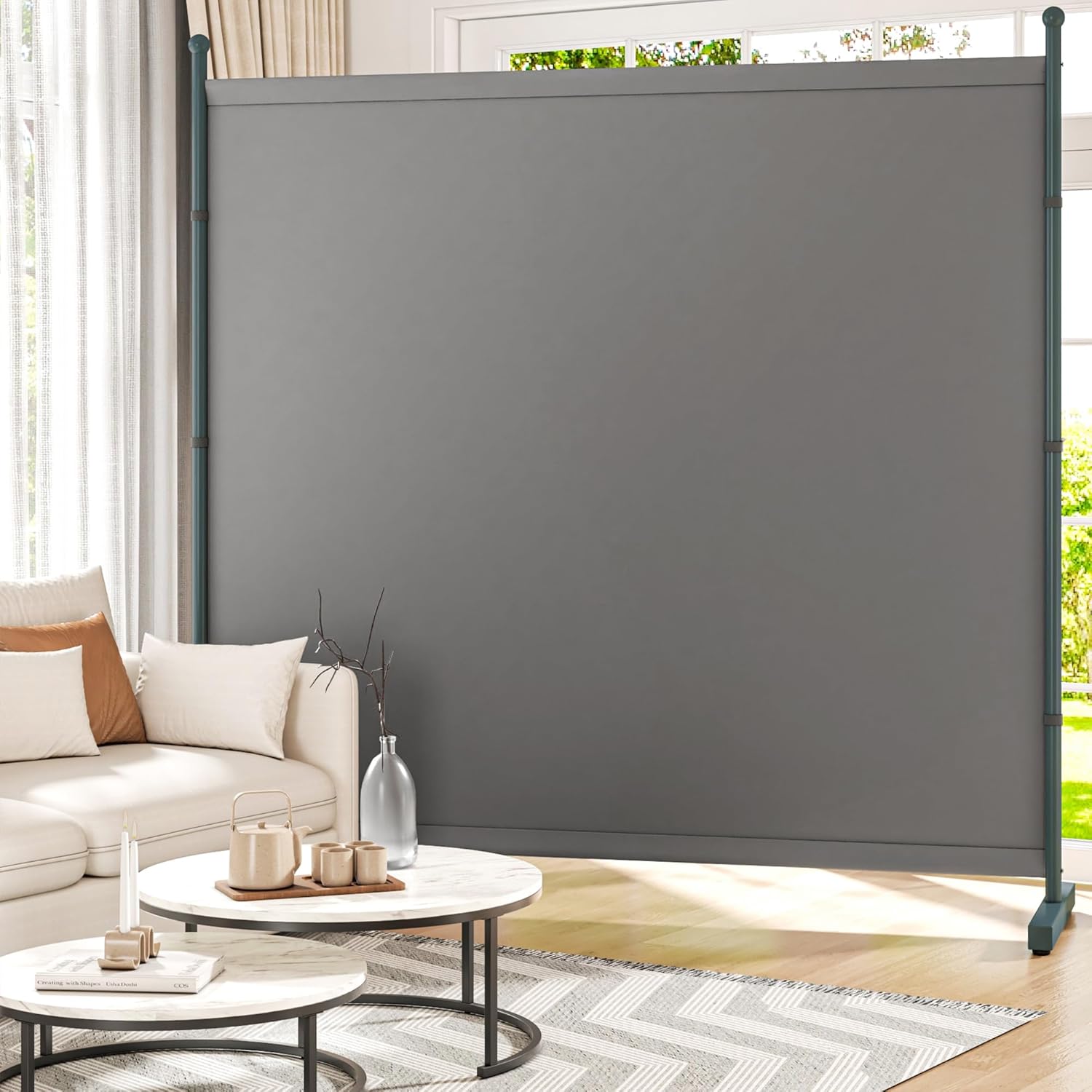 6FT Extra Thick Single Panel Room Divider, Heavy Duty Privacy Partition Screen Wall Divider for Room Separation, Freestanding 71" W Room Divider Panel for Dorm Studio Office, Grey